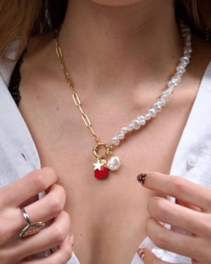 Collar perla rojo
