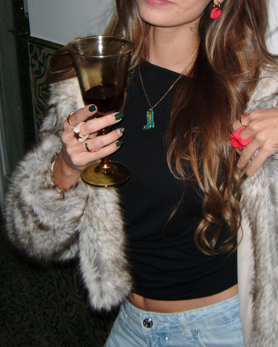 Collar bota cowboy verde