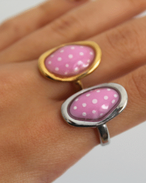 Anillo polka dots plateado