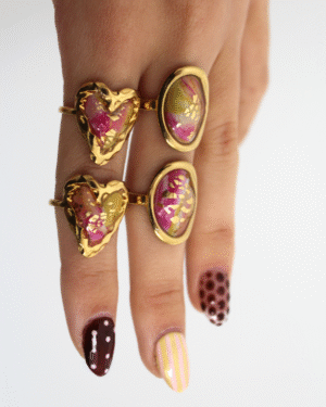 Anillo corazón atardecer dorado