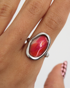 Anillo ovalado tonos rosados