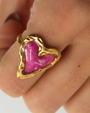 Anillo corazón rosa