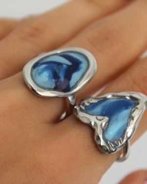 Anillo ovalado azul