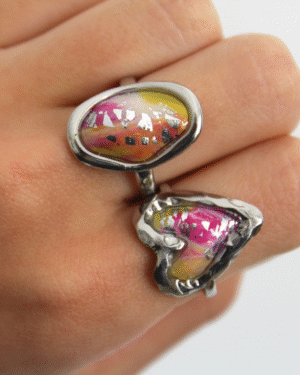 Anillo corazón atardecer plateado