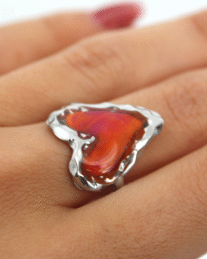 Anillo corazón rosa y naranja