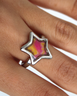 Anillo estrella amarillo y rosa