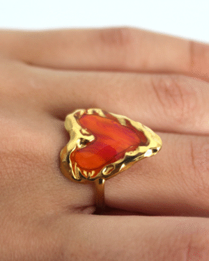 Anillo corazón naranja y rosa