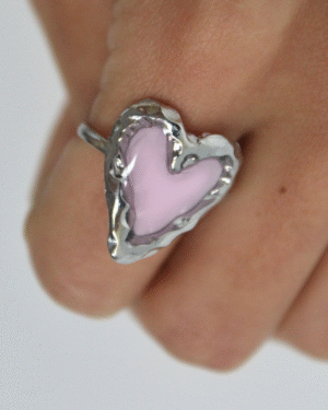 Anillo corazón rosa palo