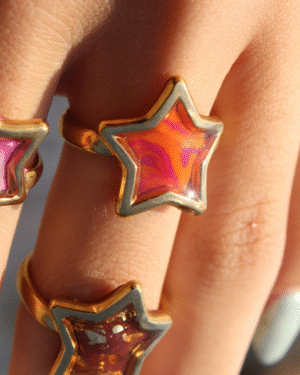 Anillo estrella naranja y rosa