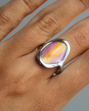 Anillo ovalado S -Rosa y amarillo