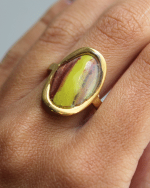 Anillo ovalado S - Verde y marrón
