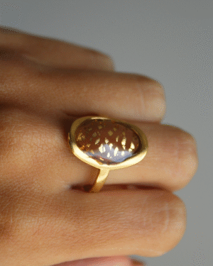 Anillo ovalado S - Marrón y dorado