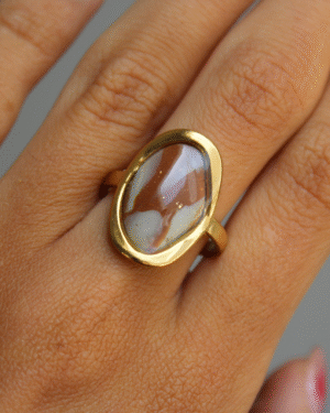 Anillo ovalado S - Marrón y beige